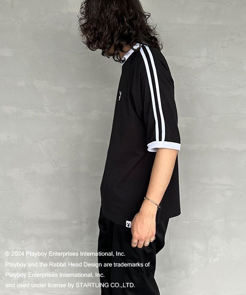 PLAYBOY（プレイボーイ）の「【WEB限定】[PLAYBOY×SEQUENZ/プレイボーイ×シークエンズ] バックプリントラインTシャツ（Tシャツ/カットソー・レディース・ブラック/オートミール・M/L）」の8枚目の写真