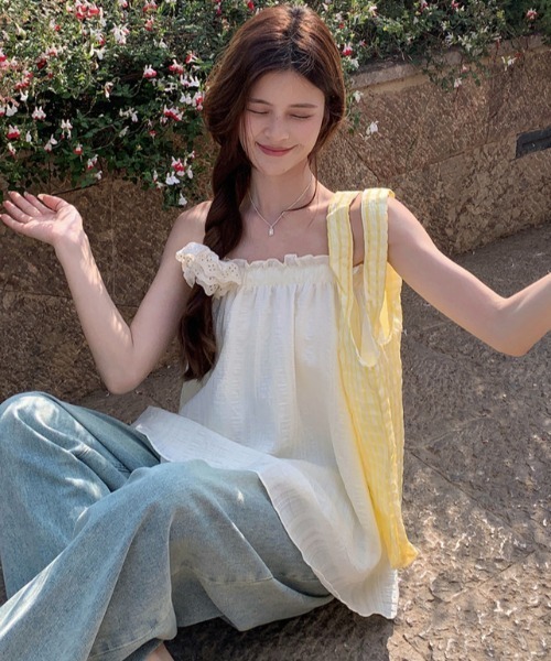 Sibra（シブラ）の「フリルキャミソール（キャミソール・レディース・アイボリー/ブラック/ホワイト・M）」の19枚目の写真
