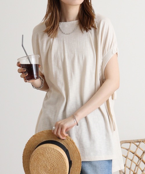 Arinomama(アリノママ)の「Arinomama SZスラブ ストレッチルーズプルオーバー(Tシャツ/カットソー・レディース・ブラック/アイボリー/ライトカーキ/イエロー・FREE)」の1枚目の写真