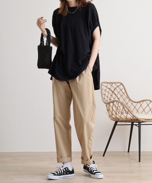 Arinomama(アリノママ)の「Arinomama SZスラブ ストレッチルーズプルオーバー(Tシャツ/カットソー・レディース・ブラック/アイボリー/ライトカーキ/イエロー・FREE)」の15枚目の写真