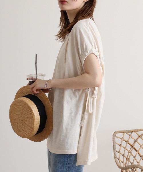 Arinomama(アリノママ)の「Arinomama SZスラブ ストレッチルーズプルオーバー(Tシャツ/カットソー・レディース・ブラック/アイボリー/ライトカーキ/イエロー・FREE)」の8枚目の写真