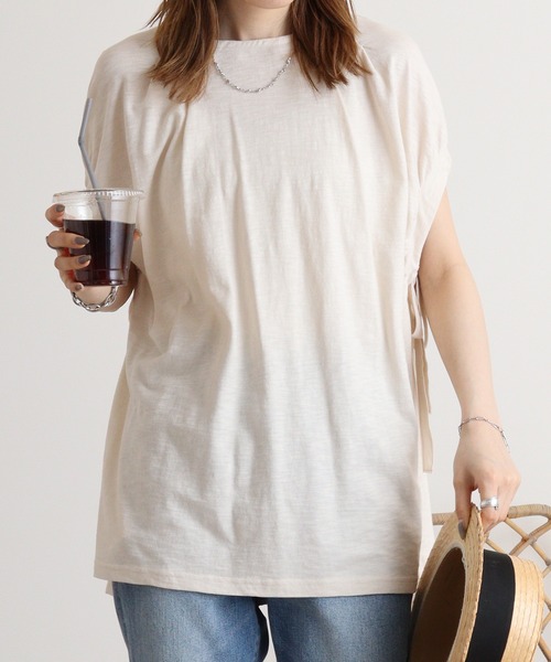Arinomama(アリノママ)の「Arinomama SZスラブ ストレッチルーズプルオーバー(Tシャツ/カットソー・レディース・ブラック/アイボリー/ライトカーキ/イエロー・FREE)」の6枚目の写真