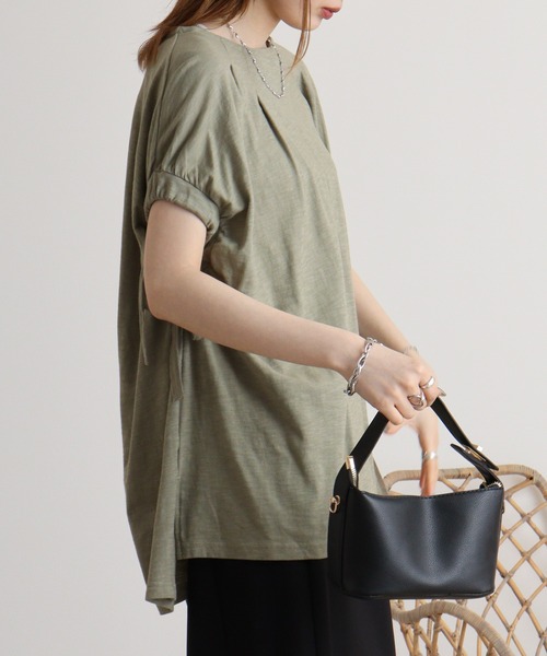 Arinomama(アリノママ)の「Arinomama SZスラブ ストレッチルーズプルオーバー(Tシャツ/カットソー・レディース・ブラック/アイボリー/ライトカーキ/イエロー・FREE)」の20枚目の写真