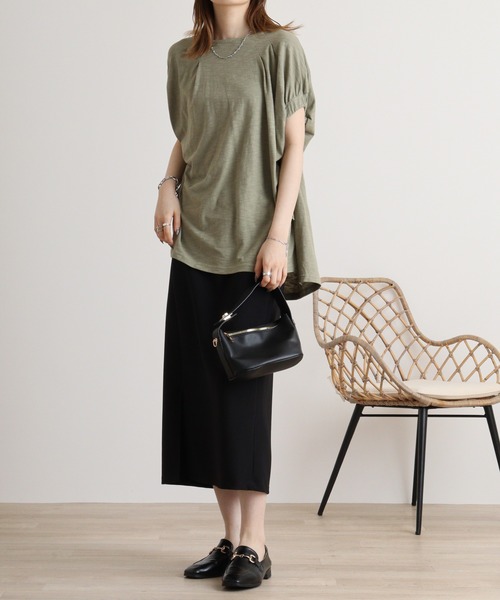 Arinomama(アリノママ)の「Arinomama SZスラブ ストレッチルーズプルオーバー(Tシャツ/カットソー・レディース・ブラック/アイボリー/ライトカーキ/イエロー・FREE)」の21枚目の写真