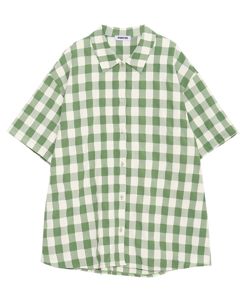 PUNYUS（プニュズ）の「ギンガムチェックオーバーシャツ（シャツ/ブラウス・レディース・ブラウン/グリーン/ピンク・3/4）」の15枚目の写真