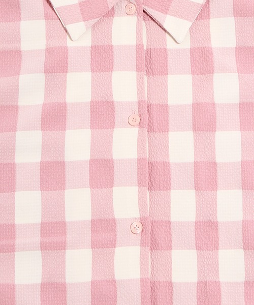 PUNYUS（プニュズ）の「ギンガムチェックオーバーシャツ（シャツ/ブラウス・レディース・ブラウン/グリーン/ピンク・3/4）」の21枚目の写真