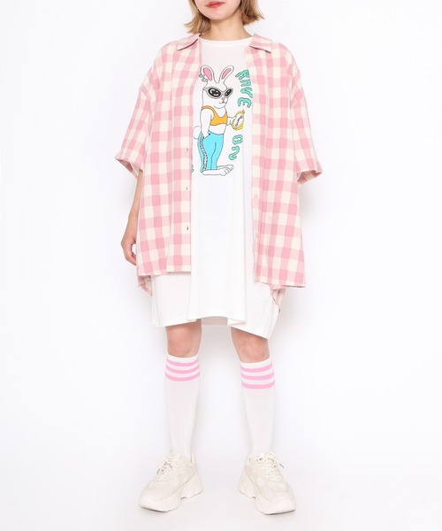 PUNYUS（プニュズ）の「ギンガムチェックオーバーシャツ（シャツ/ブラウス・レディース・ブラウン/グリーン/ピンク・3/4）」の10枚目の写真