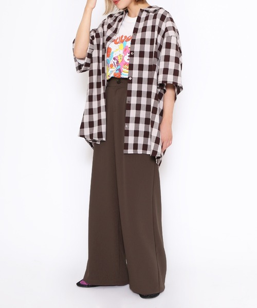 PUNYUS（プニュズ）の「ギンガムチェックオーバーシャツ（シャツ/ブラウス・レディース・ブラウン/グリーン/ピンク・3/4）」の11枚目の写真