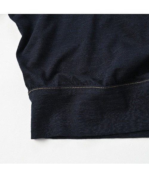 45R 希少柄ドルマン カットソー プルオーバー インディゴ　Tシャツ 45Rお手前頂戴ブル刺繍の90845星Tシャツ（インディゴ）: WOMEN｜45R