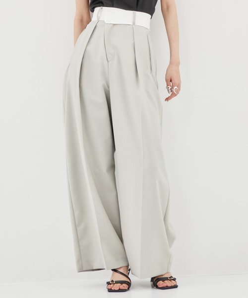 STUDIOUS（ステュディオス）の「【STUDIOUS/ステュディオス】アシンメトリックフロントトラウザーパンツ（スラックス・レディース・ピンク/グレー/ライトベージュ・1/2）」の19枚目の写真