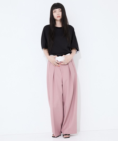 STUDIOUS（ステュディオス）の「【STUDIOUS/ステュディオス】アシンメトリックフロントトラウザーパンツ（スラックス・レディース・ピンク/グレー/ライトベージュ・1/2）」の9枚目の写真