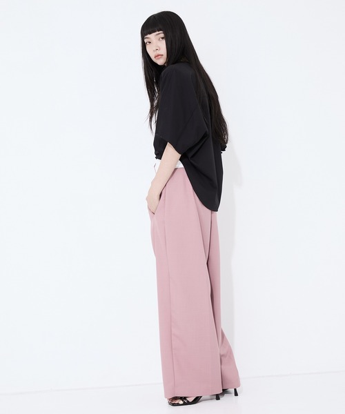 STUDIOUS（ステュディオス）の「【STUDIOUS/ステュディオス】アシンメトリックフロントトラウザーパンツ（スラックス・レディース・ピンク/グレー/ライトベージュ・1/2）」の8枚目の写真