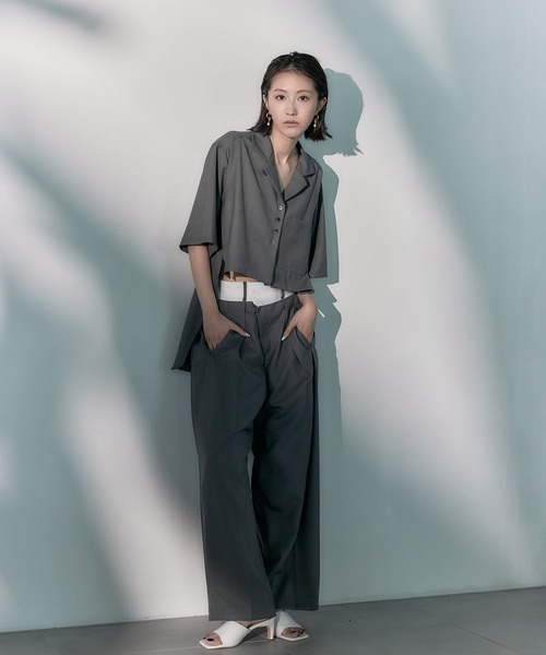 STUDIOUS(ステュディオス)の「【STUDIOUS/ステュディオス】Asymmetric Front Trousers/アシンメトリーフロントトラウザー(スラックス・レディース・ピンク/グレー/ライトベージュ・1/2)」の22枚目の写真