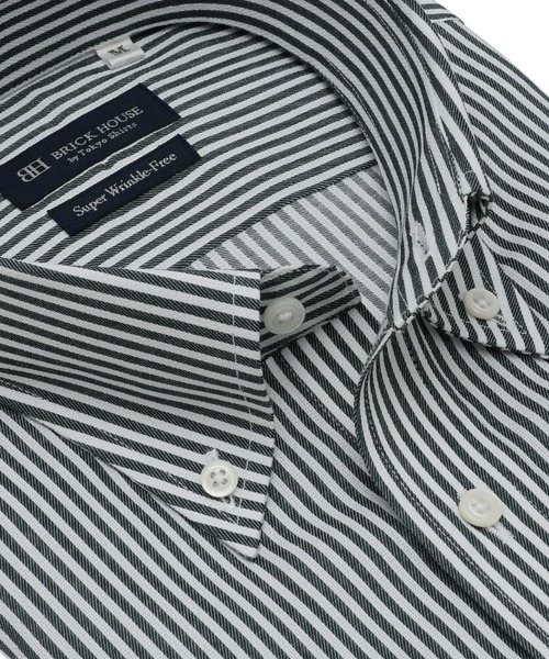 TOKYO SHIRTS（トウキョウシャツ）の「超形態安定ノーアイロン ボタンダウン 半袖ビジネスワイシャツ（ビジネスシャツ・メンズ・グリーン・首回り43cm/首回り41cm/首回り42cm/首回り37cm/首回り39cm）」の5枚目の写真
