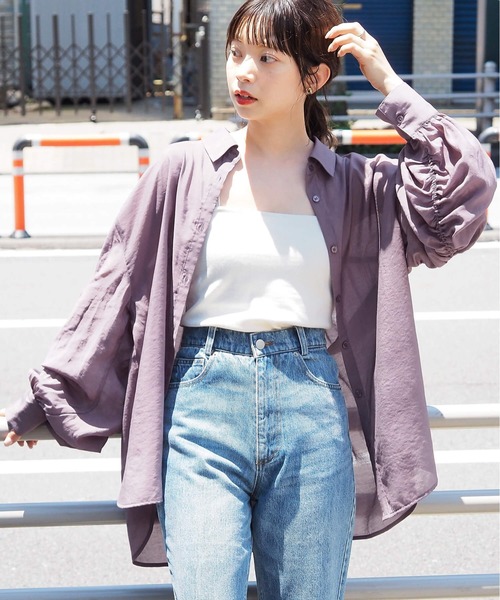 tiptop(ティップトップ)の「バックギャザーシアーBIGシャツ(シャツ/ブラウス・レディース・グレー系その他/オフホワイト/ブルー/ブラウン/ピンク・FREE)」の13枚目の写真