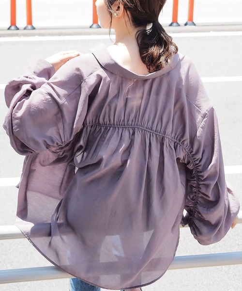 tiptop(ティップトップ)の「バックギャザーシアーBIGシャツ(シャツ/ブラウス・レディース・グレー系その他/オフホワイト/ブルー/ブラウン/ピンク・FREE)」の18枚目の写真