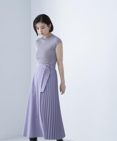 NATURAL BEAUTY BASIC(ナチュラルビューティーベーシック)の「◇アシメプリーツドッキングニットワンピース(ワンピース・レディース・グレー系その他/ネイビー・MEDIUM)」の19枚目の写真