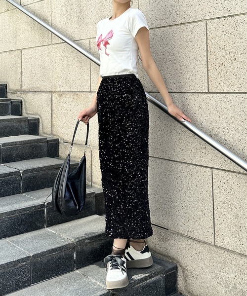 Silly(シリー)の「プリントリボンTシャツ(Tシャツ/カットソー・レディース・シルバー/ピンク・SMALL/MEDIUM/LARGE)」の5枚目の写真