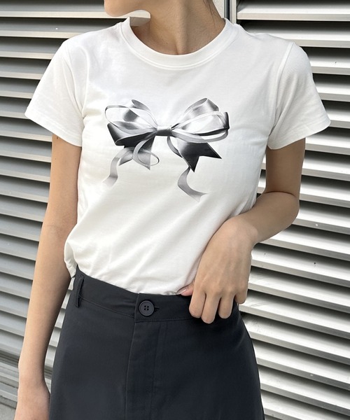 Silly(シリー)の「プリントリボンTシャツ(Tシャツ/カットソー・レディース・シルバー/ピンク・SMALL/MEDIUM/LARGE)」の12枚目の写真