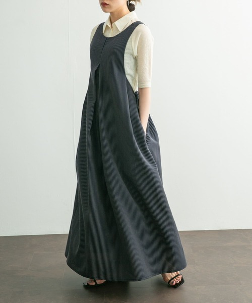 KBF（ケイビーエフ）の「2WAYバックストラップワンピース（ワンピース・レディース・チャコールグレー/ブルー系その他/ベージュ・ONE）」の3枚目の写真