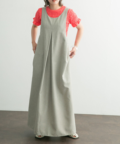 KBF（ケイビーエフ）の「2WAYバックストラップワンピース（ワンピース・レディース・チャコールグレー/ブルー系その他/ベージュ・ONE）」の4枚目の写真