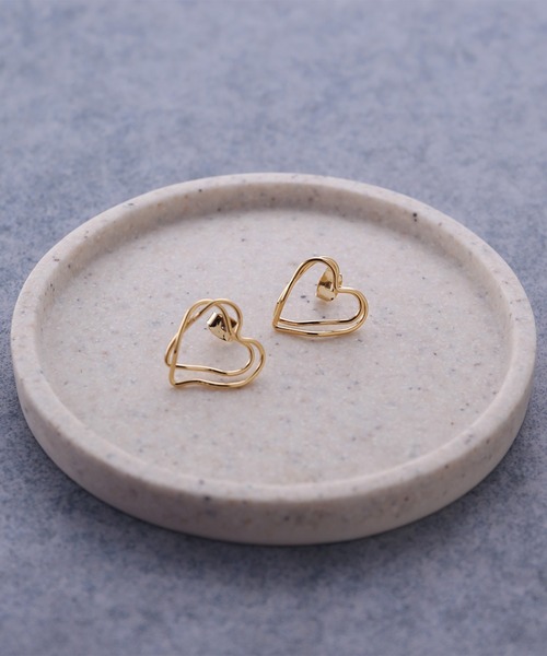moichou]ダブルオープンハートピアス（ピアス（両耳用