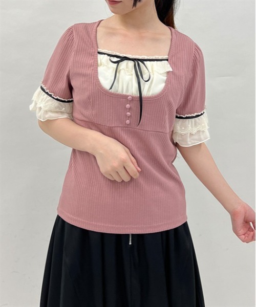 axes femme（アクシーズファム）の「ブロッキングカットソー（Tシャツ/カットソー・レディース・ピンク/グレー/ブラック・FREE）」の3枚目の写真