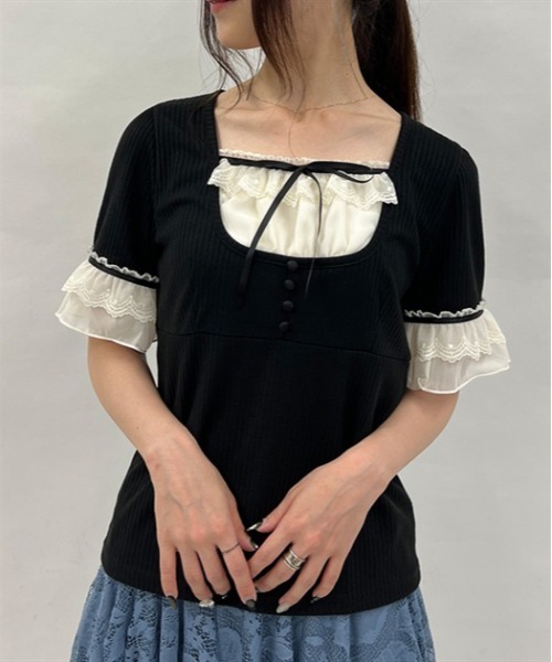 axes femme（アクシーズファム）の「ブロッキングカットソー（Tシャツ/カットソー・レディース・ピンク/グレー/ブラック・FREE）」の2枚目の写真