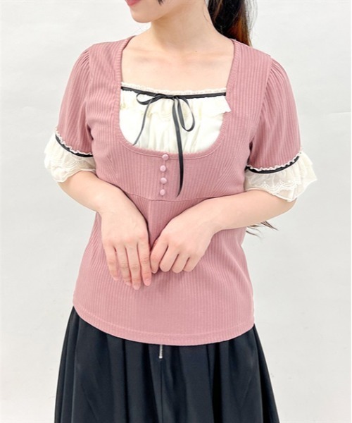 axes femme（アクシーズファム）の「ブロッキングカットソー（Tシャツ/カットソー・レディース・ピンク/グレー/ブラック・FREE）」の4枚目の写真