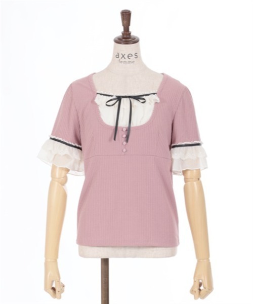 axes femme（アクシーズファム）の「ブロッキングカットソー（Tシャツ/カットソー・レディース・ピンク/グレー/ブラック・FREE）」の5枚目の写真
