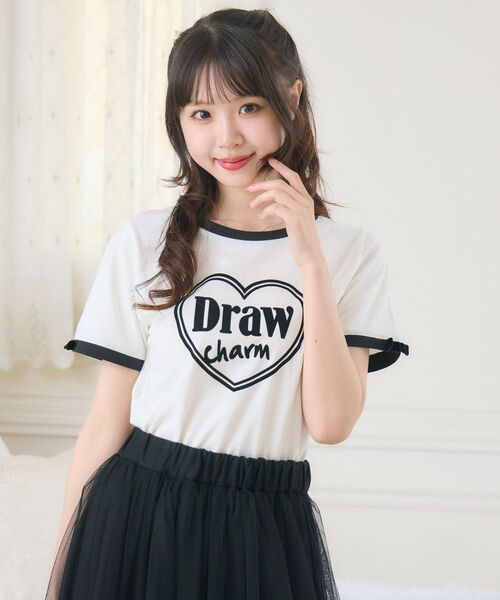 ems excite(エムズエキサイト)の「フロッキーリンガーTEE(Tシャツ/カットソー・レディース・ピンク/ブラック/オフホワイト・FREE)」の9枚目の写真