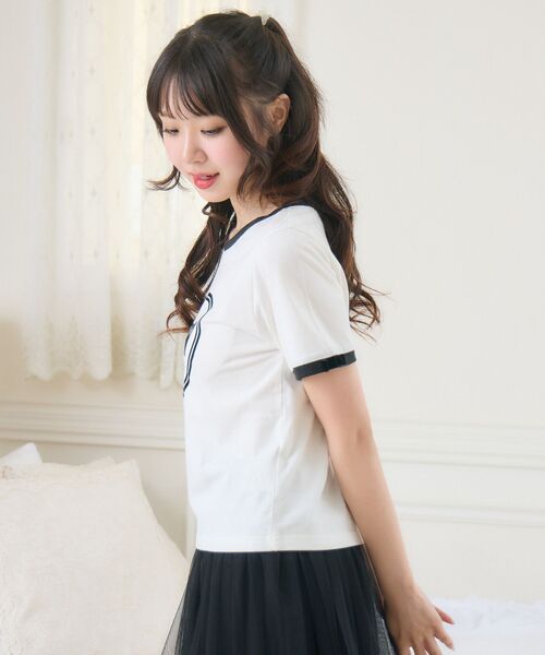 ems excite(エムズエキサイト)の「フロッキーリンガーTEE(Tシャツ/カットソー・レディース・ピンク/ブラック/オフホワイト・FREE)」の11枚目の写真