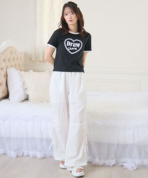 ems excite(エムズエキサイト)の「フロッキーリンガーTEE(Tシャツ/カットソー・レディース・ピンク/ブラック/オフホワイト・FREE)」の13枚目の写真