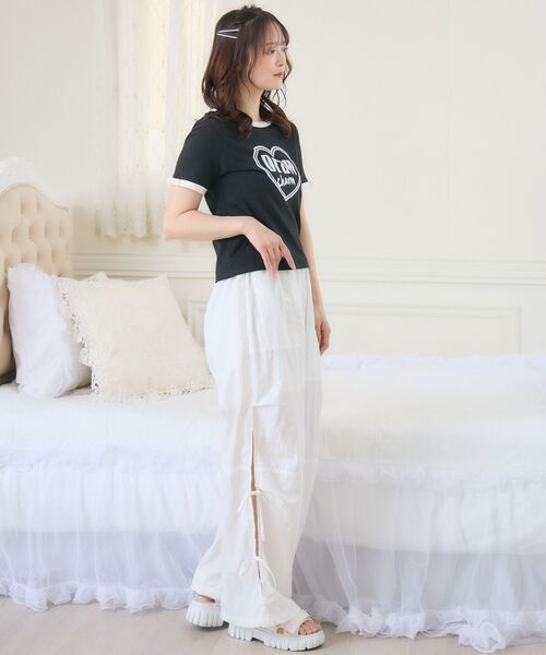 ems excite(エムズエキサイト)の「フロッキーリンガーTEE(Tシャツ/カットソー・レディース・ピンク/ブラック/オフホワイト・FREE)」の14枚目の写真