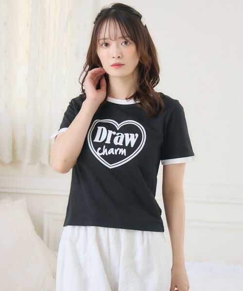 ems excite(エムズエキサイト)の「フロッキーリンガーTEE(Tシャツ/カットソー・レディース・ピンク/ブラック/オフホワイト・FREE)」の17枚目の写真