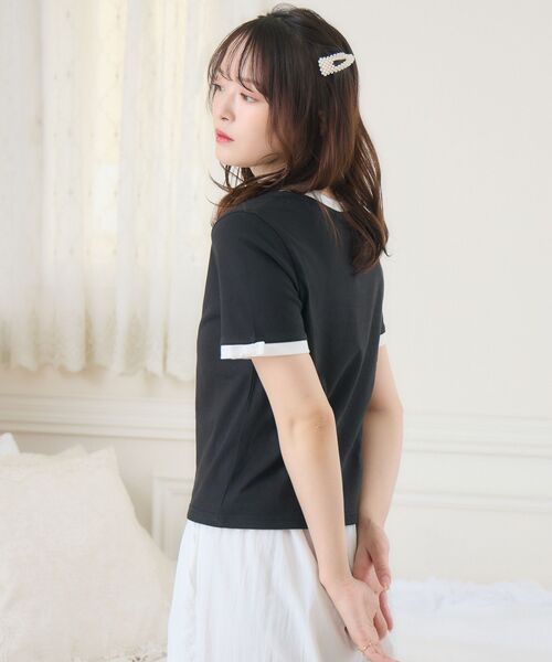 ems excite(エムズエキサイト)の「フロッキーリンガーTEE(Tシャツ/カットソー・レディース・ピンク/ブラック/オフホワイト・FREE)」の19枚目の写真