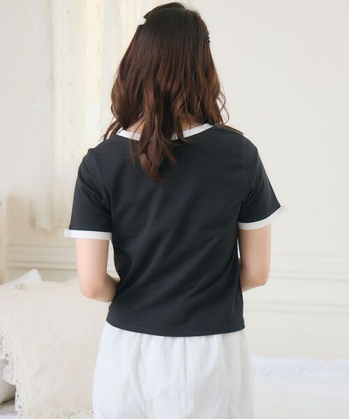 ems excite(エムズエキサイト)の「フロッキーリンガーTEE(Tシャツ/カットソー・レディース・ピンク/ブラック/オフホワイト・FREE)」の20枚目の写真