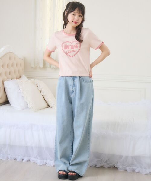 ems excite(エムズエキサイト)の「フロッキーリンガーTEE(Tシャツ/カットソー・レディース・ピンク/ブラック/オフホワイト・FREE)」の21枚目の写真