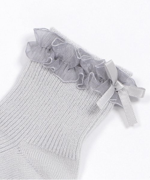 petit main（プティマイン）の「オーガンジーフリルソックス（ソックス/靴下・キッズ・ライトグレー/オフホワイト/ネイビー・S/M/L/SS）」の4枚目の写真