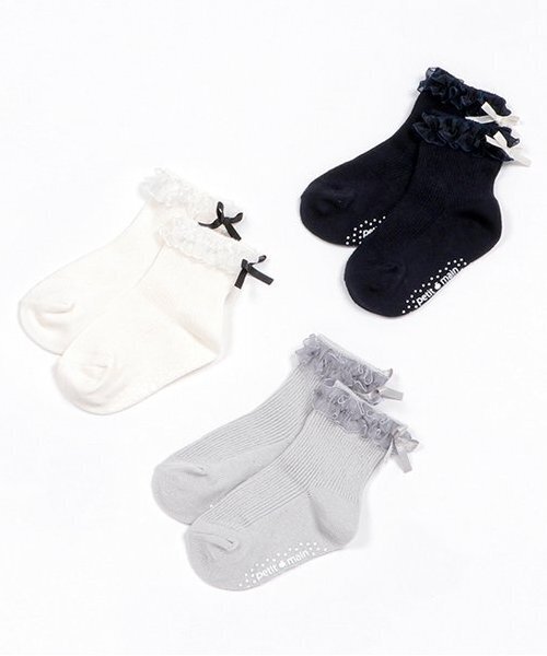 petit main（プティマイン）の「オーガンジーフリルソックス（ソックス/靴下・キッズ・ライトグレー/オフホワイト/ネイビー・S/M/L/SS）」の9枚目の写真