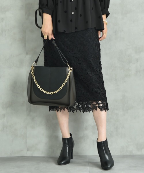 INTERPLANET（インタープラネット）の「チェーン付スエード２ＷＡＹＢＡＧ（ショルダーバッグ・レディース・ブラック/チョコ・フリー）」の22枚目の写真