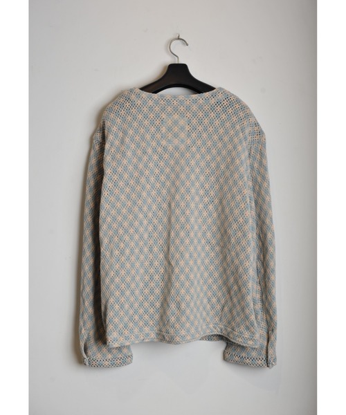 SEVESKIG(セヴシグ)の「SEVESKIG/セブシグ/Argyle Cotton Mesh Cardigan(カーディガン/ボレロ・メンズ・サックスブルー/ブラック・SMALL/MEDIUM/LARGE/X-LARGE)」の5枚目の写真