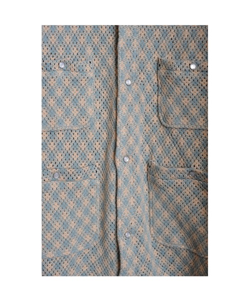 SEVESKIG(セヴシグ)の「SEVESKIG/セブシグ/Argyle Cotton Mesh Cardigan(カーディガン/ボレロ・メンズ・サックスブルー/ブラック・SMALL/MEDIUM/LARGE/X-LARGE)」の4枚目の写真
