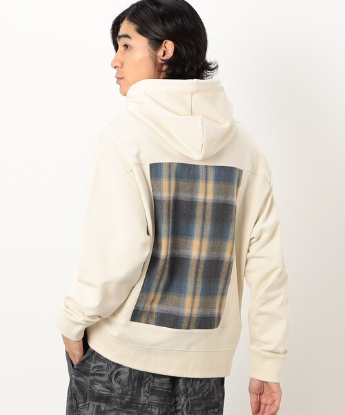 Purple&Yellow（パープルアンドイエロー）の「パネルチェックプルオーバーパーカ（パーカー・メンズ・アイボリー/ブラック・SMALL/MEDIUM/LARGE）」の4枚目の写真