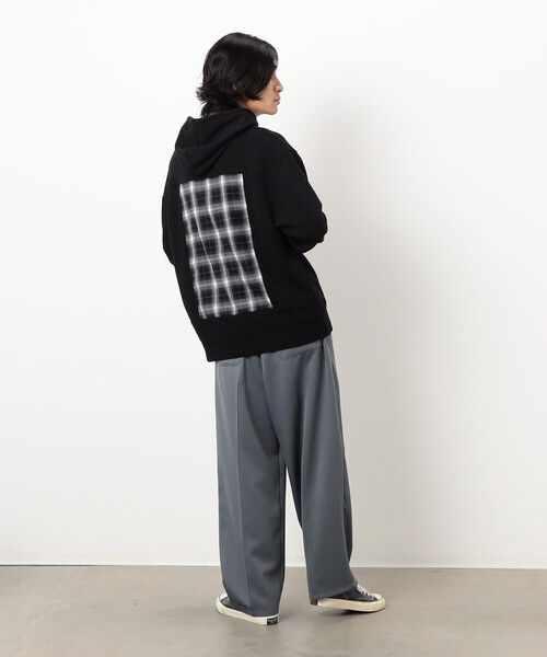 Purple&Yellow（パープルアンドイエロー）の「パネルチェックプルオーバーパーカ（パーカー・メンズ・アイボリー/ブラック・SMALL/MEDIUM/LARGE）」の13枚目の写真
