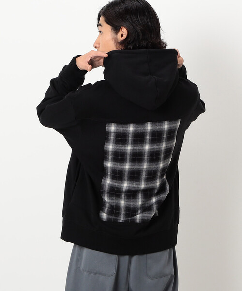 Purple&Yellow（パープルアンドイエロー）の「パネルチェックプルオーバーパーカ（パーカー・メンズ・アイボリー/ブラック・SMALL/MEDIUM/LARGE）」の14枚目の写真