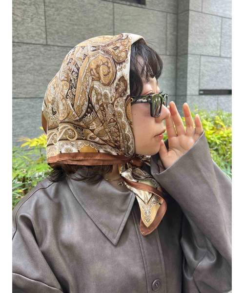 スカーフ 大判 正方形 スカーフ 90cm F シルク調 レディース ストール