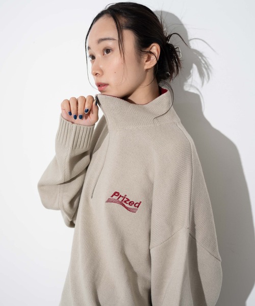 WEGO(ウィゴー)の「WEGO/ワンポイントハーフジッププルオーバー(ニット/セーター・メンズ・ネイビー/オフホワイト/ブラック・MEDIUM/LARGE)」の2枚目の写真