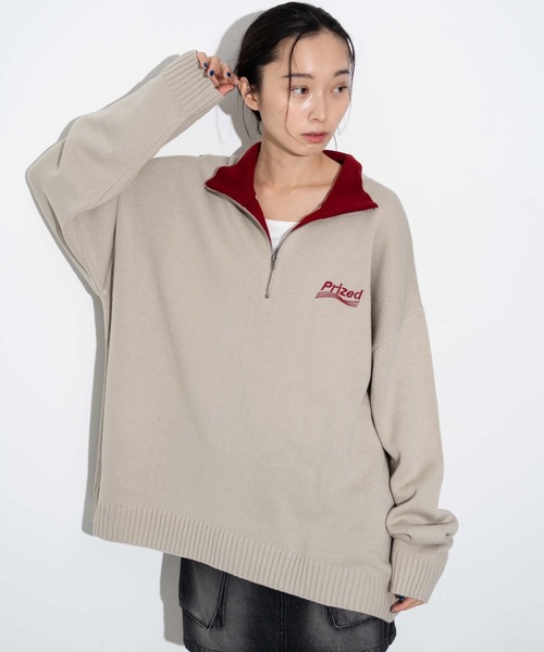 WEGO(ウィゴー)の「WEGO/ワンポイントハーフジッププルオーバー(ニット/セーター・メンズ・ネイビー/オフホワイト/ブラック・MEDIUM/LARGE)」の8枚目の写真