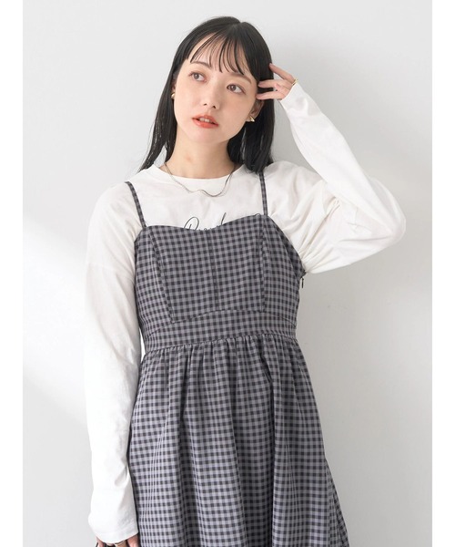 earth music&ecology(アースミュージックアンドエコロジー)の「ビスチェ風キャミドレ(ワンピース・レディース・ブラック/ブラック系その他/チェック・FREE)」の12枚目の写真